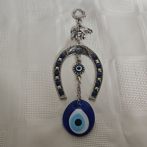 Hanging Horseshoe Medium Royal Blue/ Silver - Picture 1 of 16